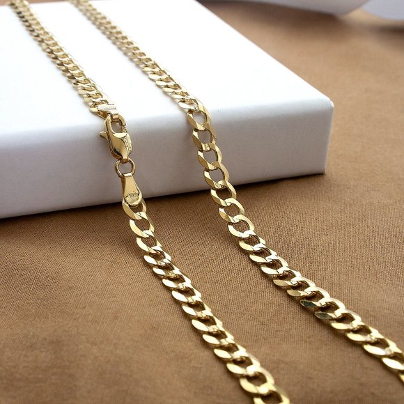 Real 10K Solid Gold Diamond Cut Cuban Curb Chain 20" Stamped 10K - Picture 3 of 5